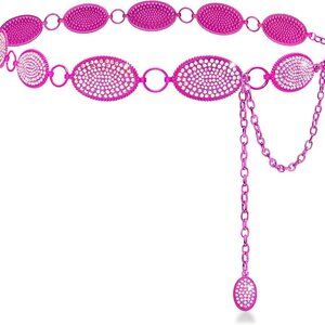 Western Rhinestone Concho Belt Alloy Crystal Chain Waist for Women Dress